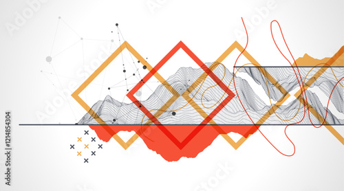 Trendy abstract wireframe background. Modern science or technology art elements. Surface illustration.