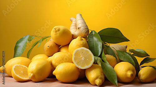Fresh lemons and ginger roo...