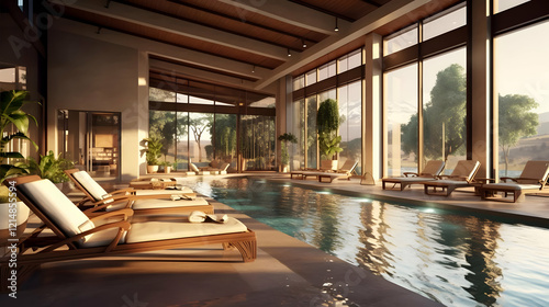 Luxurious indoor pool refle...