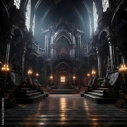 Gothic Cathedral Interior w...
