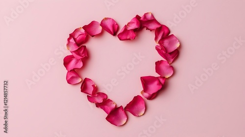 Heart Made of Pink Rose Petals on Soft Background