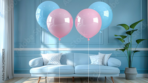 Blue and Pink Balloons Floa...