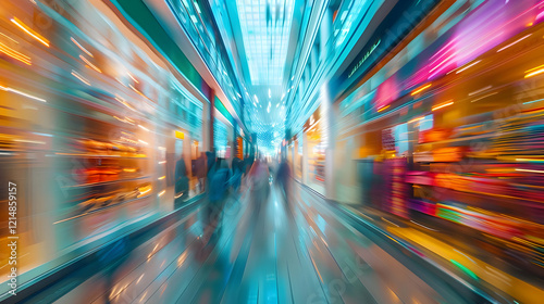 Blurred Motion of People Wa...