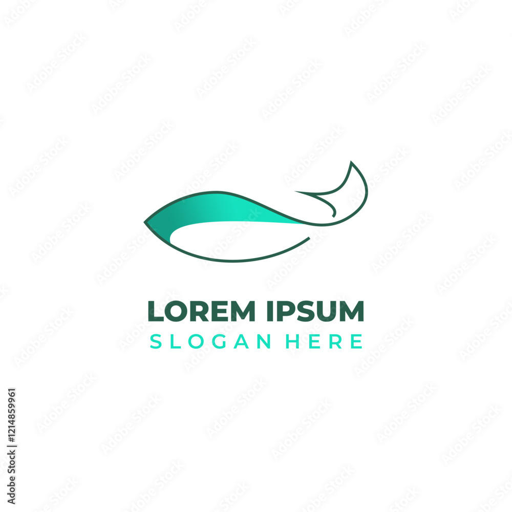 Obraz premium The fish logo is a combination of shape and lineart styles. A semi-lineart fish logo that is simple and artistic, reflecting beauty, agility, harmony, and an elegant modern design.
