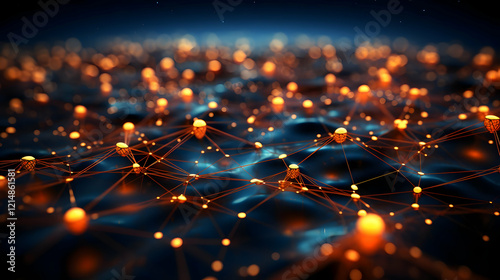 Abstract 3D Network Nodes C...