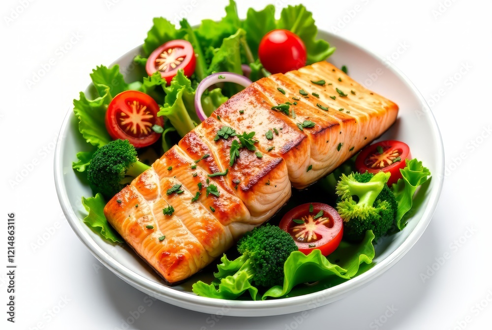 Healthy Keto Grilled Salmon Lunch Top View Healthy Keto Grilled Salmon Lunch Top View