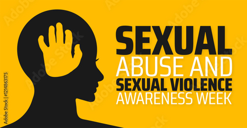 Sexual Abuse and Sexual violence awareness week background banner or poster design template. observed every year in February. Holiday concept. Use to any Template, card, poster, placard, template.