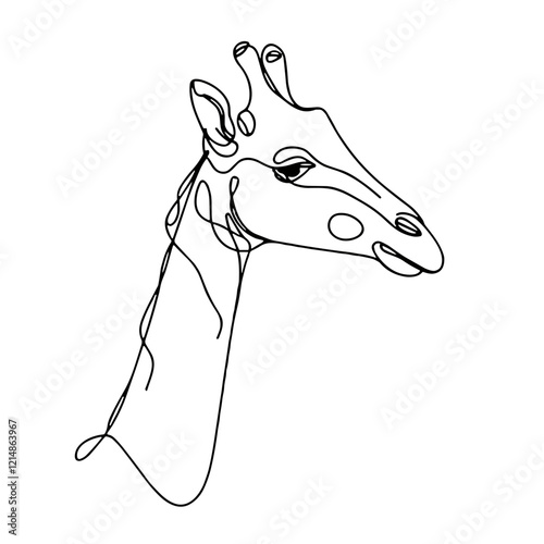 Line Art Giraffe Head Illustration photo