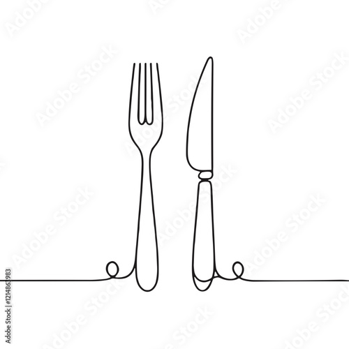 Line Art Cutlery Illustration