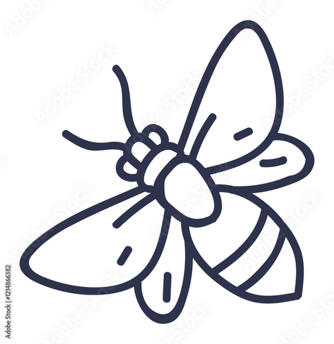 Line drawing of a bee, symbolizing nature and pollination.