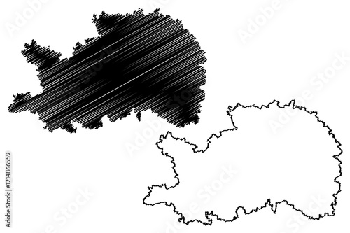 Ostalbkreis district (Federal Republic of Germany, rural district, Baden-Wurttemberg State) map vector illustration, scribble sketch Ostalbkreis map