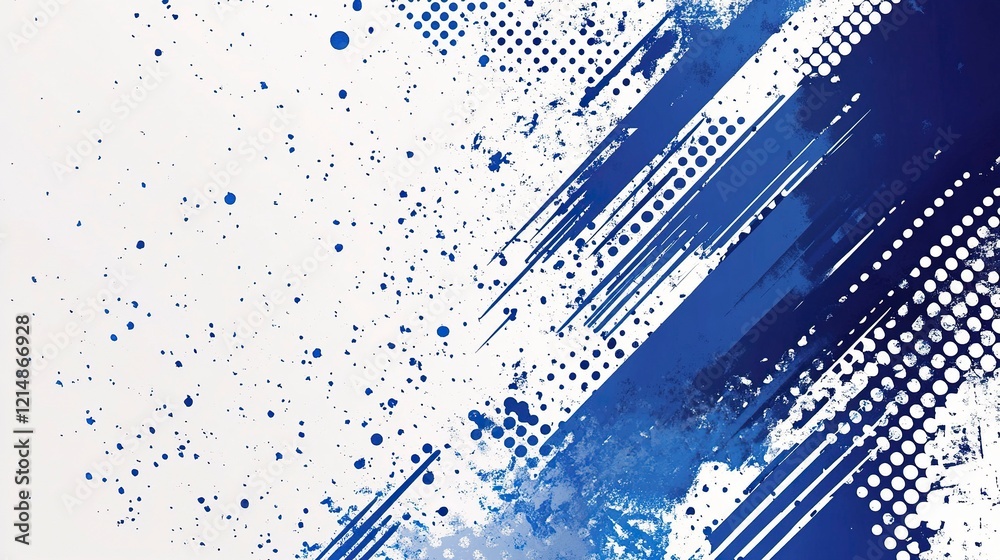 Fototapeta premium Abstract blue and white background with grunge lines, dots, halftone vector illustration. Modern design for banner, poster, or flyer.