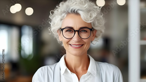 Smiling Mature Woman with G...