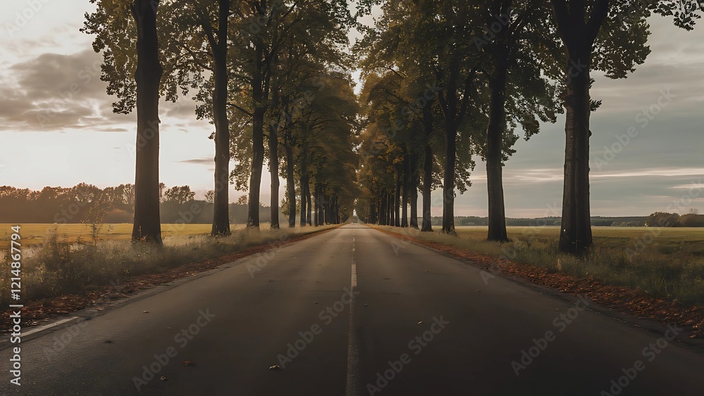 Fototapeta premium Photo of a Deserted Road Stretching Towards the Horizon
