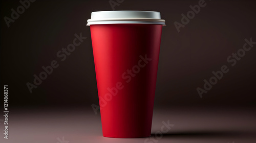A Tall Red Disposable Paper...