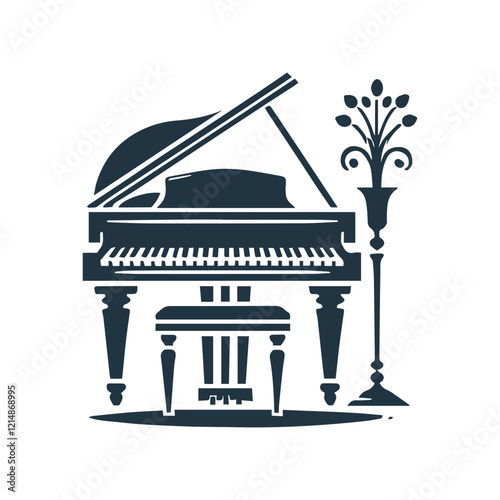 Elegant Grand Piano Silhouette Vector Design