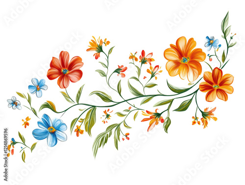 Isolated Floral Branch with Flowers