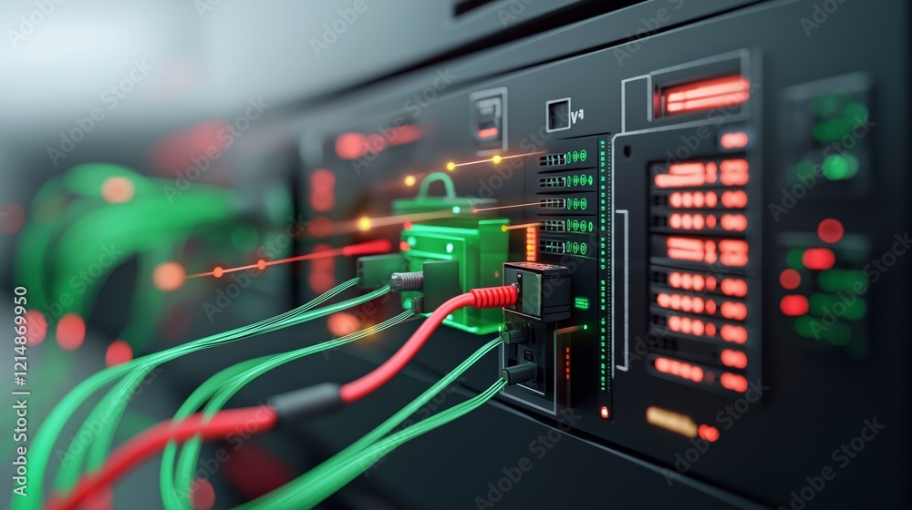 Digital Network Security with Cables and Lights on Server Equipment in a Modern Data Center Environment Digital Network Security with Cables and Lights on Server Equipment in a Modern Data Center Environment