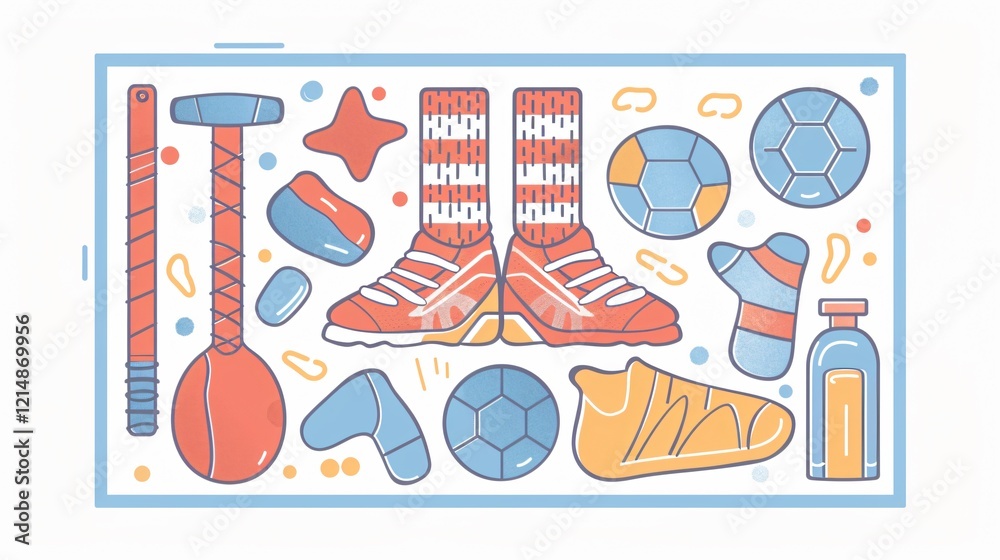 Naklejka premium Sports Equipment Flat Vector Illustration with Socks