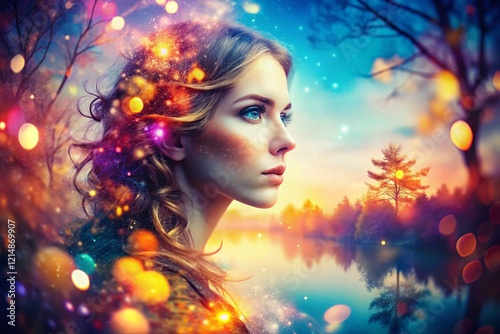 Double Exposure Light Grain Background: Abstract Art Photography