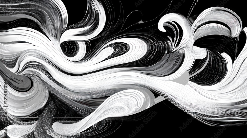 Fototapeta premium Abstract Swirling Lines in Black and White
