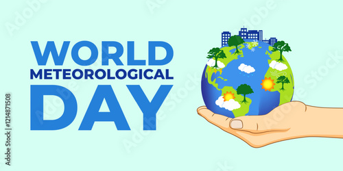 Vector illustration of World Meteorological Day social media template