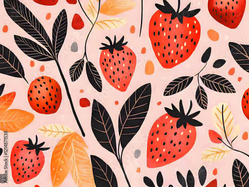 Whimsical Strawberry and Le...
