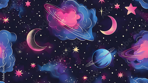 Whimsical Galaxy Seamless P...