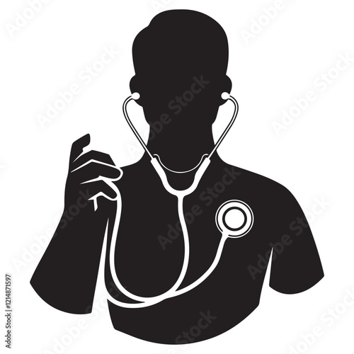 Doctor stethoscope medical device flat icon vector
