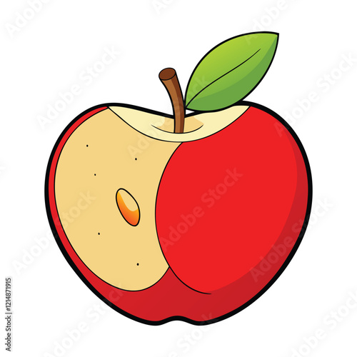 A fresh apple fruit cut in half, revealing its crisp white flesh, tiny brown seeds, and a smooth outer skin in vibrant red, green, or yellow hues. Simple and natural!