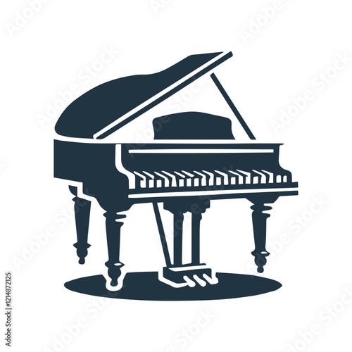 Classic Grand Piano Outline Illustration Template