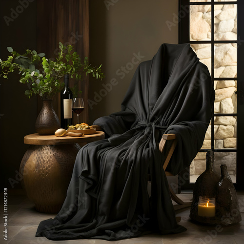 Dark Robe Draped Over Rocki...
