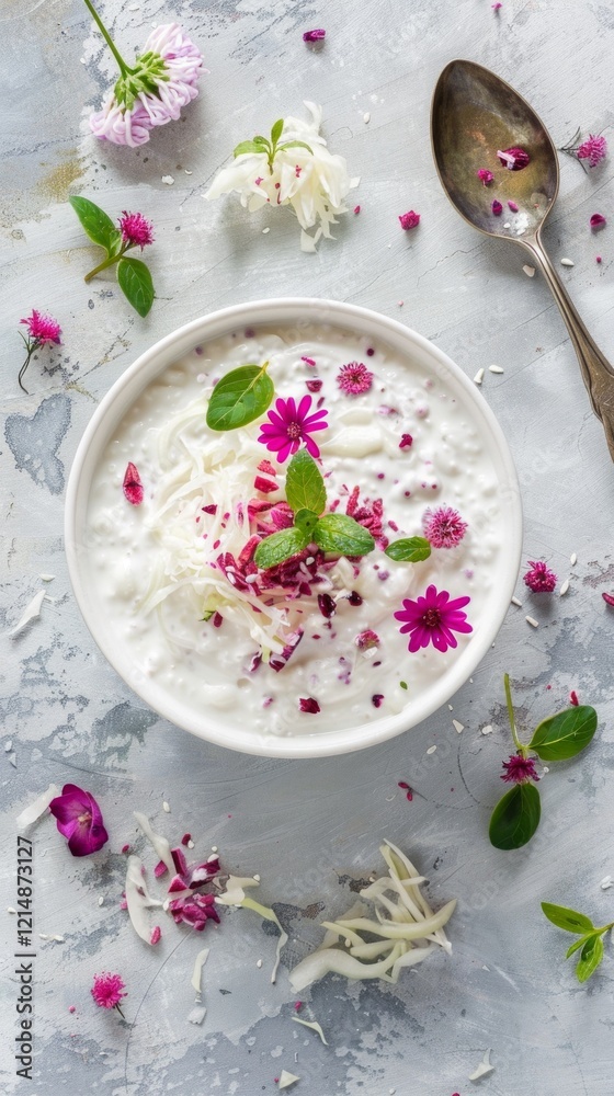 A yummy dish with yoghurt and flowers, great for healthy living articles and recipes. A yummy dish with yoghurt and flowers, great for healthy living articles and recipes.