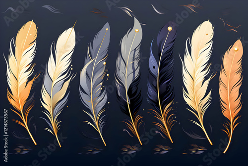 Seven Colorful Feathers wit...