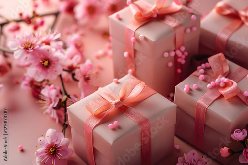 Pink Gift Boxes Decorated w...