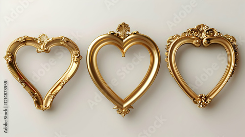 Three Ornate Gold Heart-Sha...