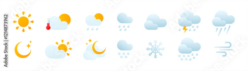 Weather icon set. Weather icons for web. Forecast weather flat symbols. Pictogram vector icons. Vector 10 eps.