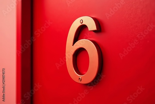 Number 6 Red Door Sign - AI Art