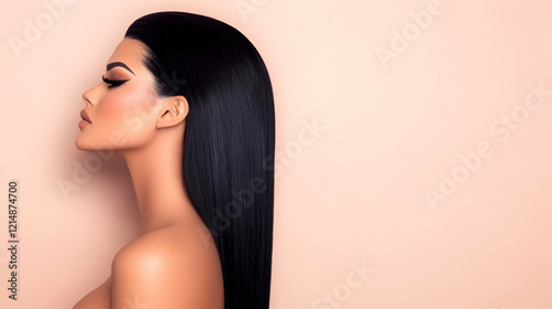Profile of Woman with Long,...