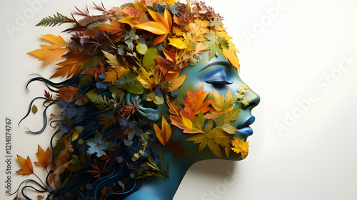 Blue Woman with Autumn Leav...