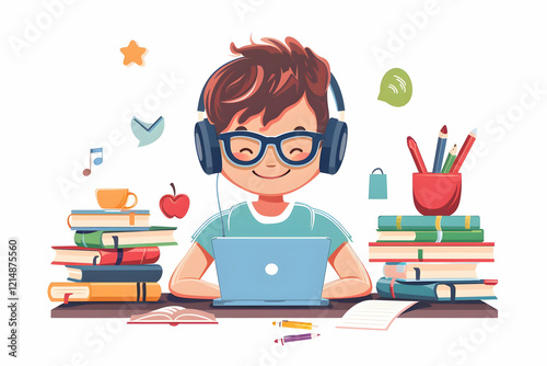 Happy Student Learns Online...