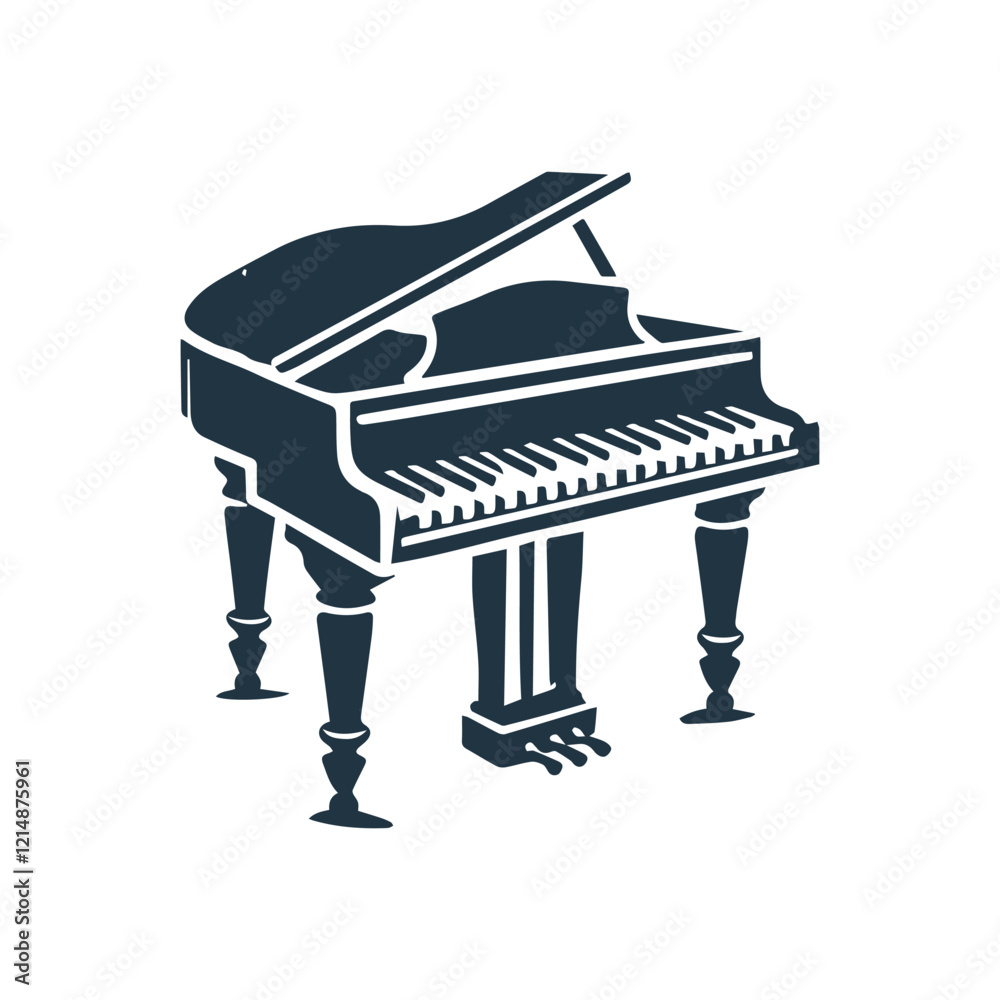 Grand Piano Musical Instrument Silhouette Design Template Illustration Grand Piano Musical Instrument Silhouette Design Template Illustration