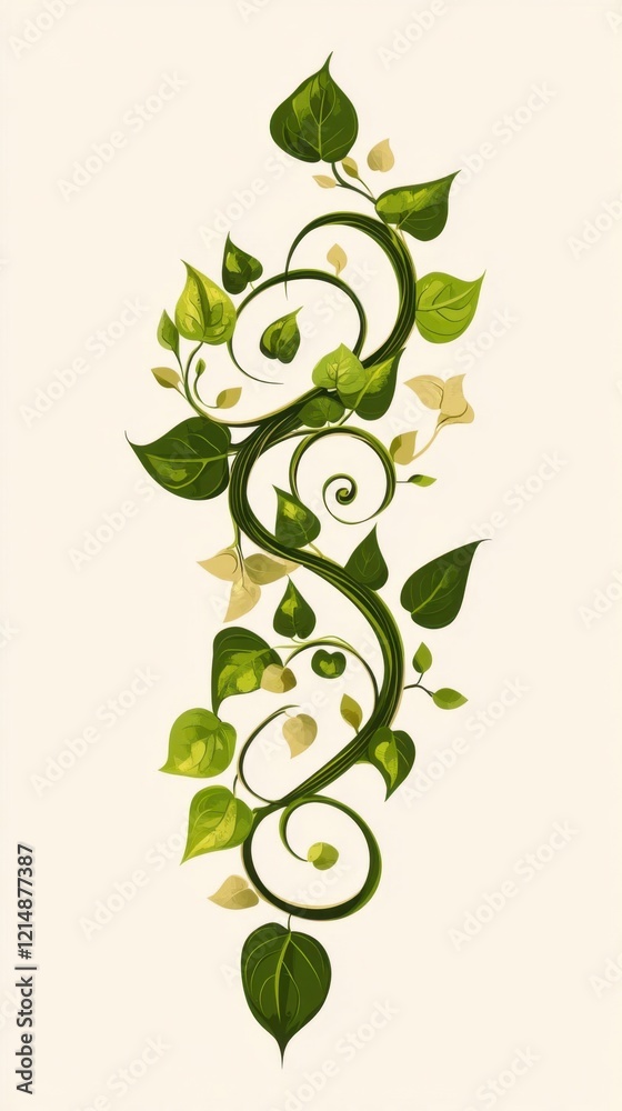 Twisting Ivy Vines in a Decorative Spiral Frame with Green Leaves Twisting Ivy Vines in a Decorative Spiral Frame with Green Leaves
