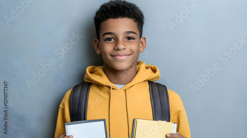 Smiling Student Holds Books...