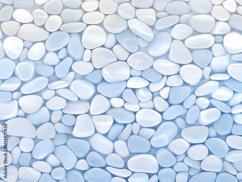 Smooth Blue and White Pebbles Form a Textured Background Illustration Smooth Blue and White Pebbles Form a Textured Background Illustration