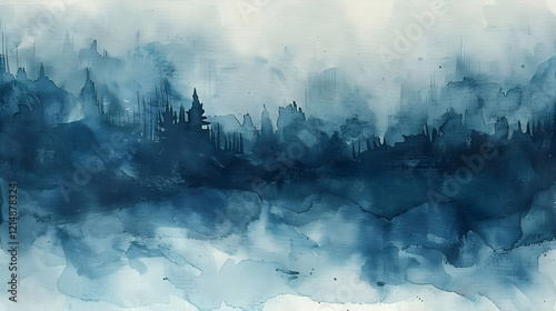 Abstract Blue Watercolor Ba...