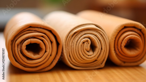 Three Rolls of Tan Leather ...
