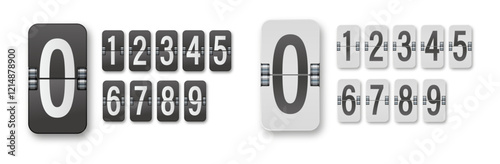 Mechanical timetable scoreboard information board display numbers. Vector.
