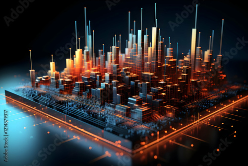 3D Cityscape on Circuit Boa...