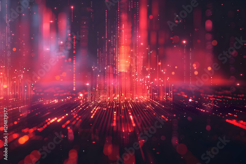 Abstract Red Data Stream Fl...